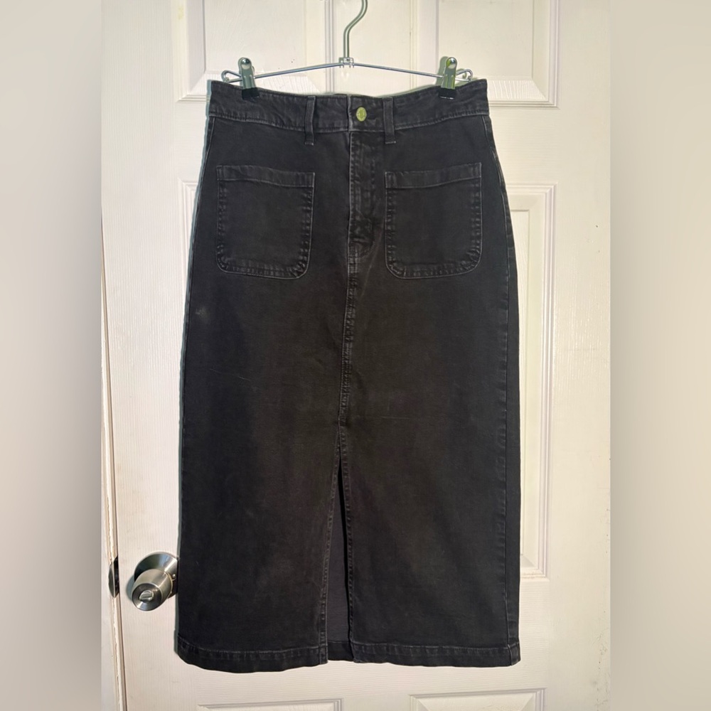 GAP Black Denim Midi Skirt with Pockets